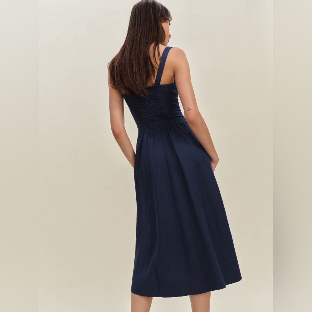 Reformation Janu Linen Dress in Danube NWOT - Picture 2 of 8